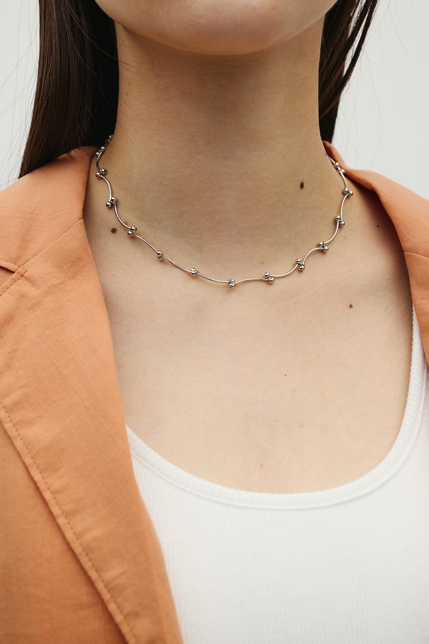 ウェーブデザインチェーンネックレス SLV FREE