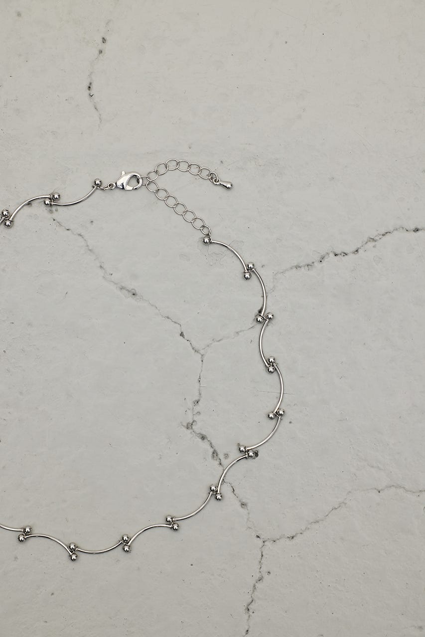 ウェーブデザインチェーンネックレス SLV FREE