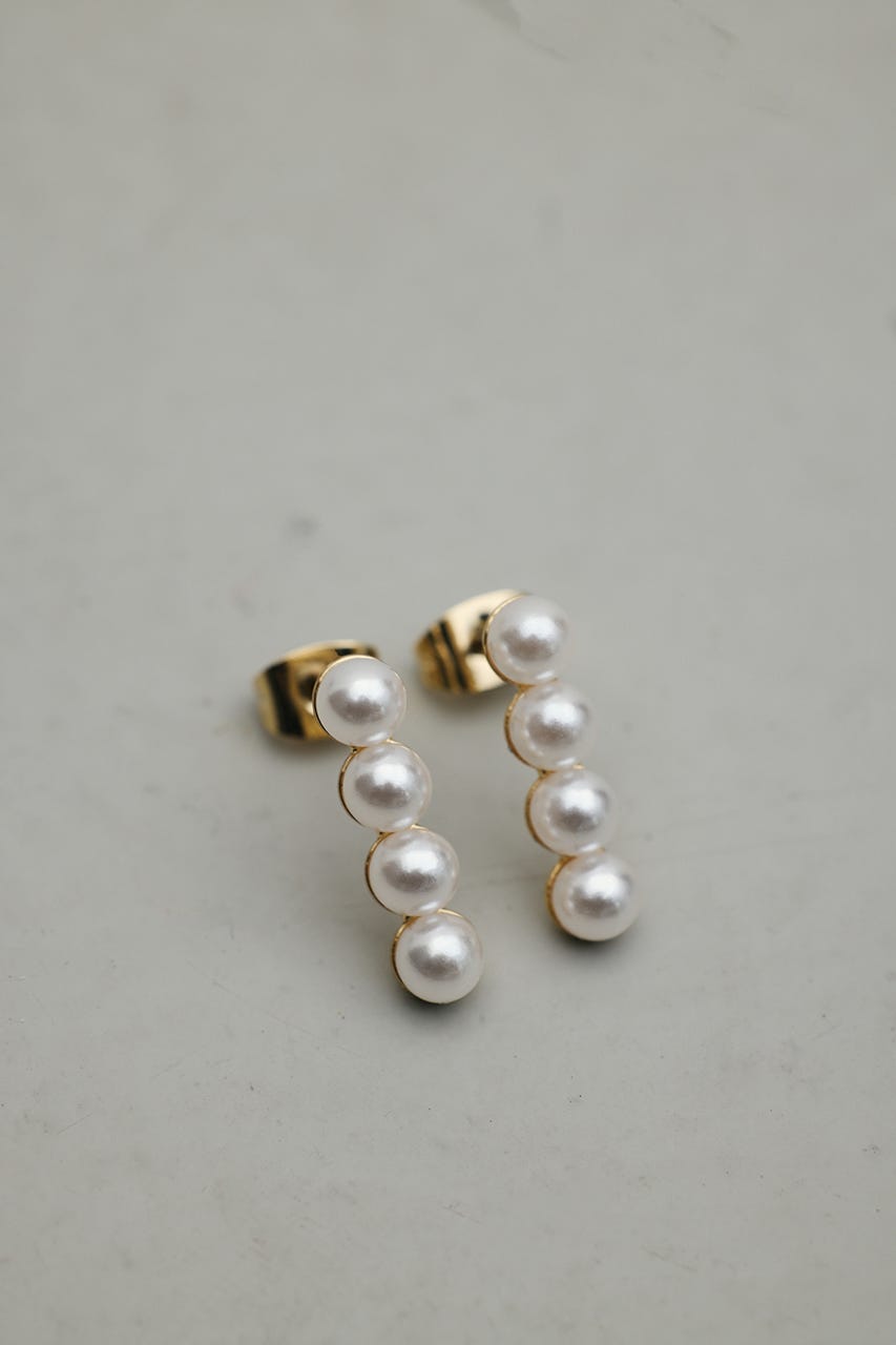 イミテーションパールピアス GLD FREE