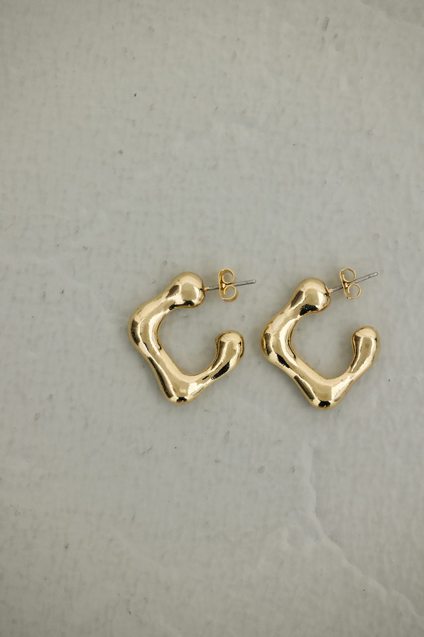 ウェーブラインスクエアピアス GLD FREE