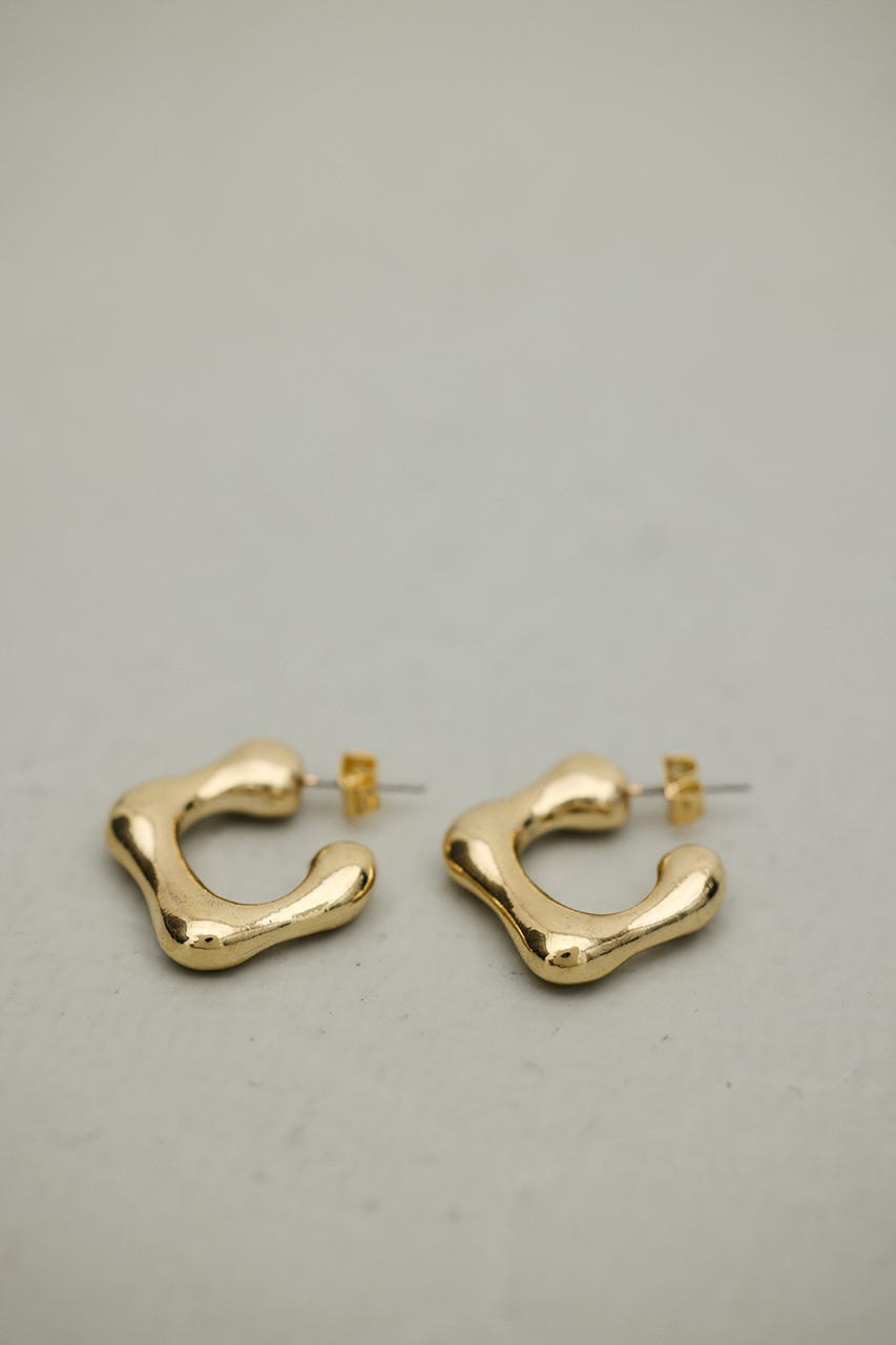 ウェーブラインスクエアピアス GLD FREE