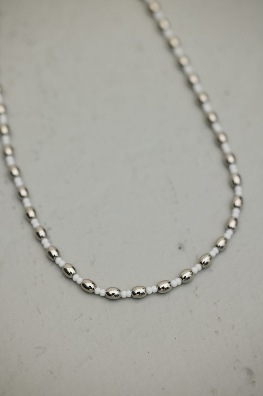 シルバードットビーズネックレス WHT FREE