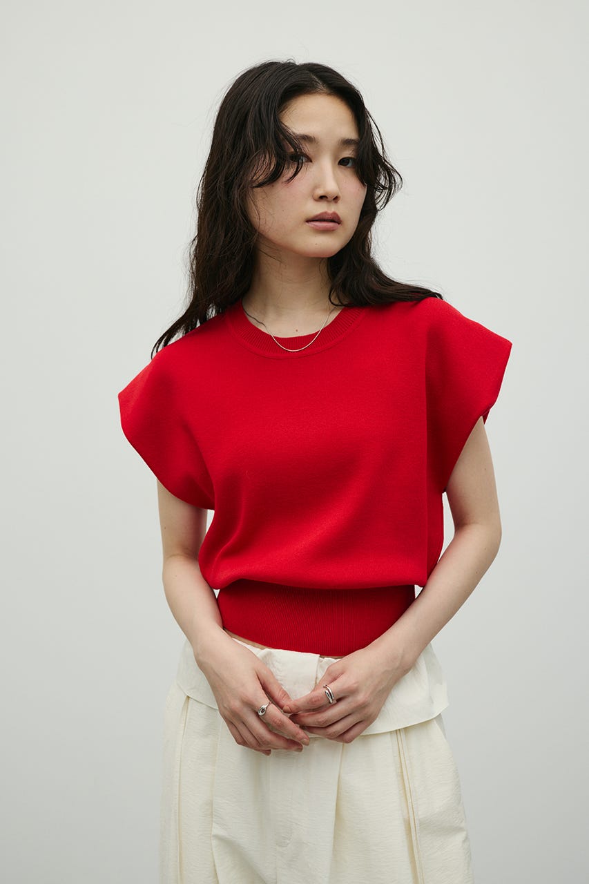 ショルダータックニット RED FREE