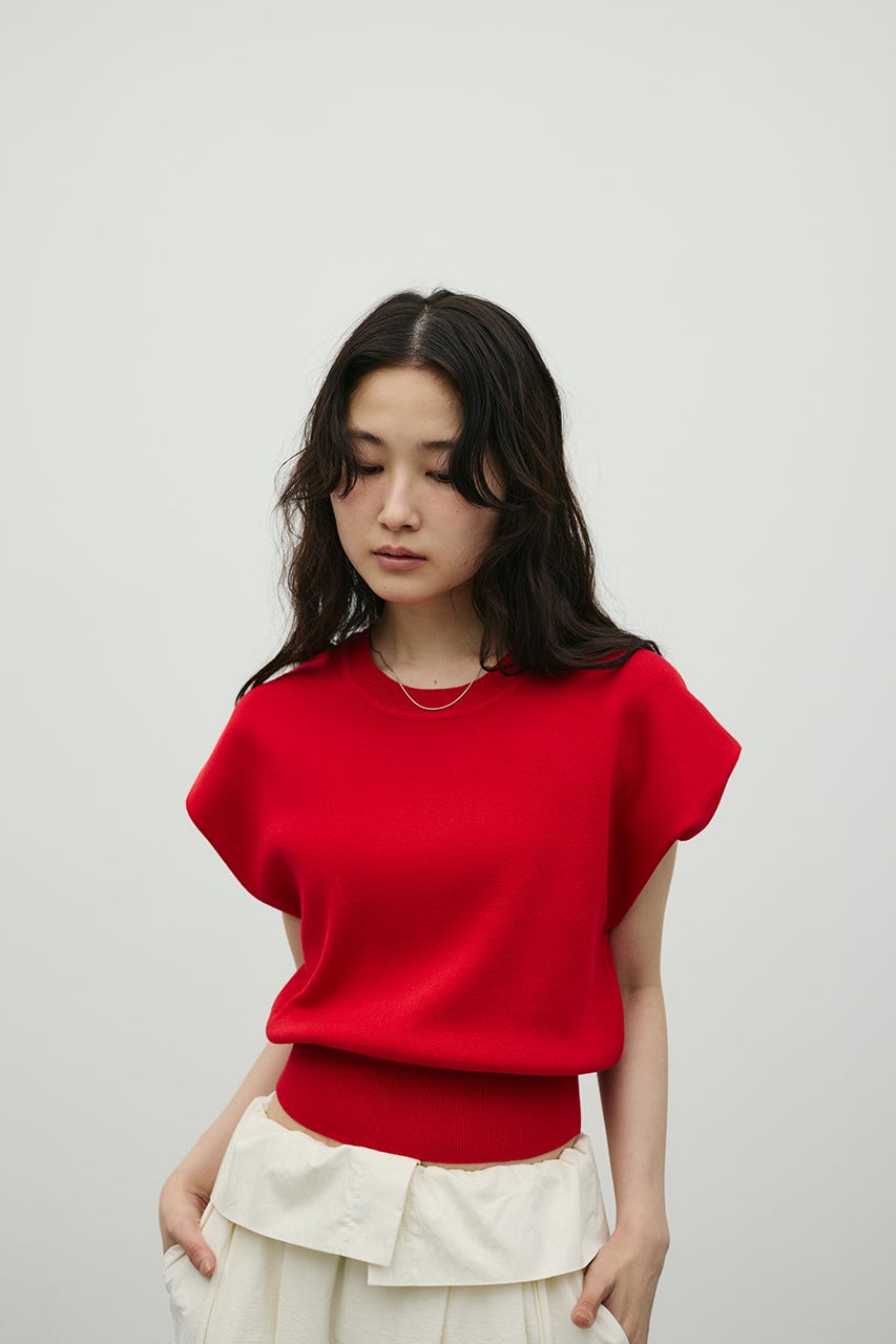 ショルダータックニット RED FREE
