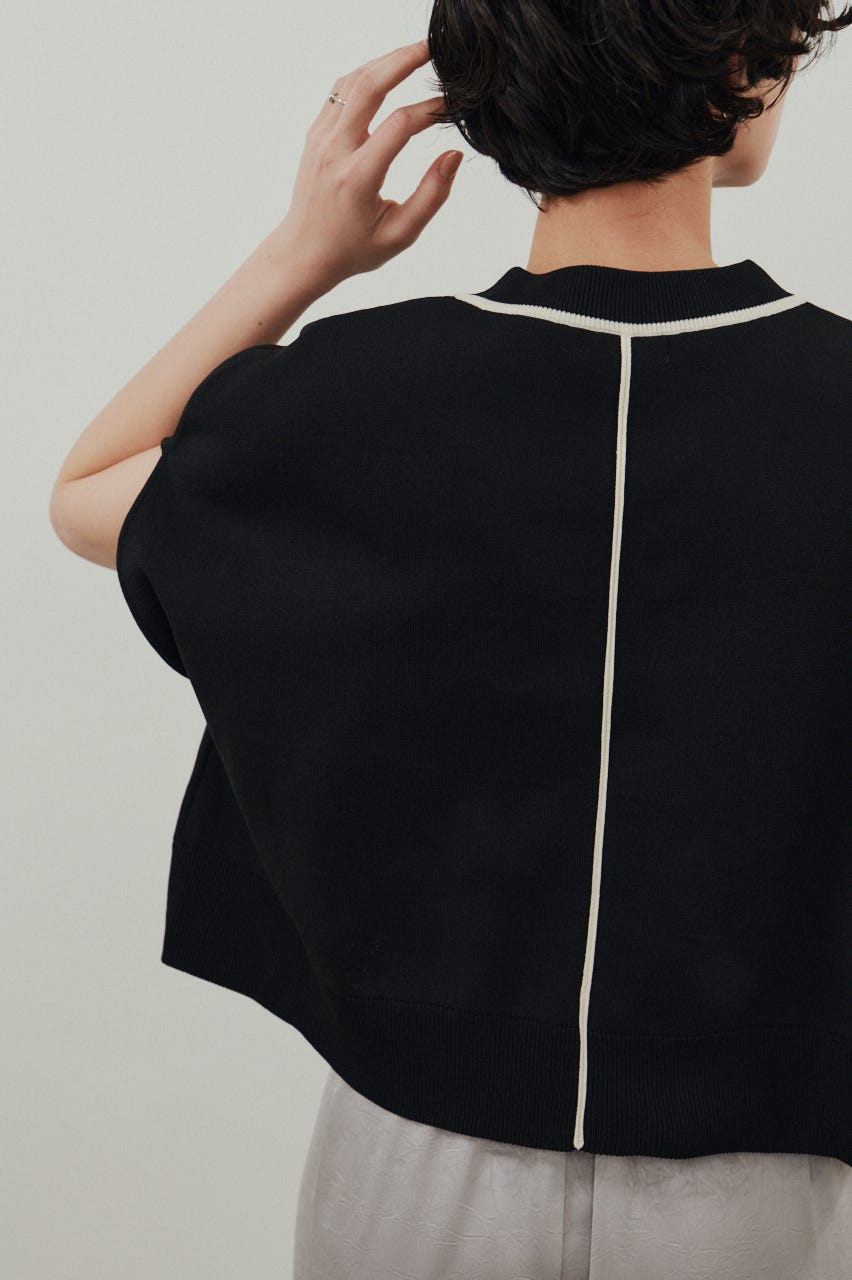 パイピングニットトップ BLK FREE