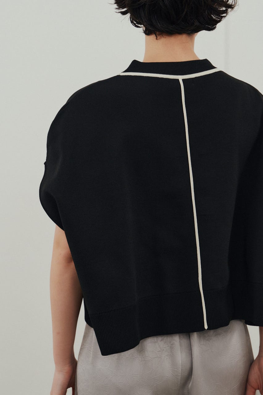 パイピングニットトップ BLK FREE