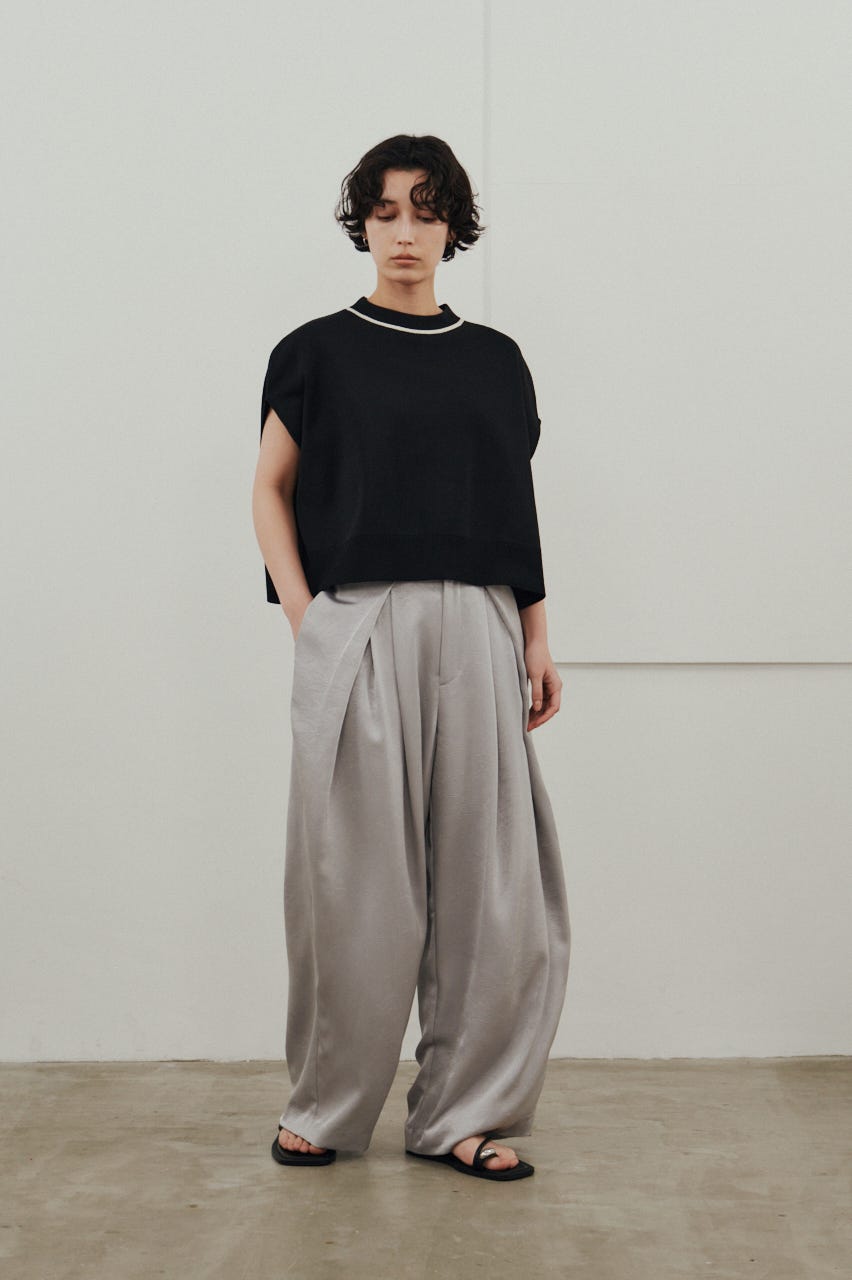 パイピングニットトップ BLK FREE