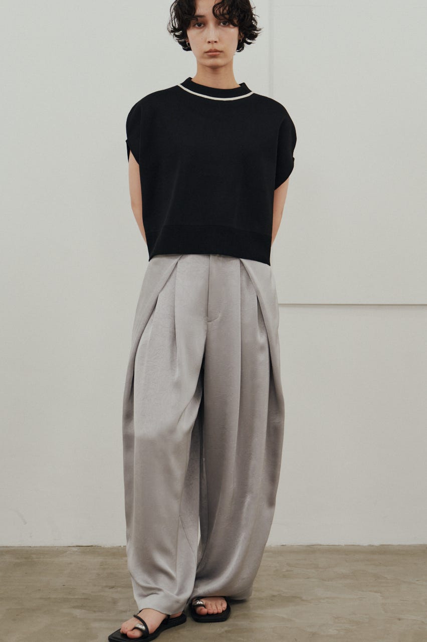 パイピングニットトップ BLK FREE