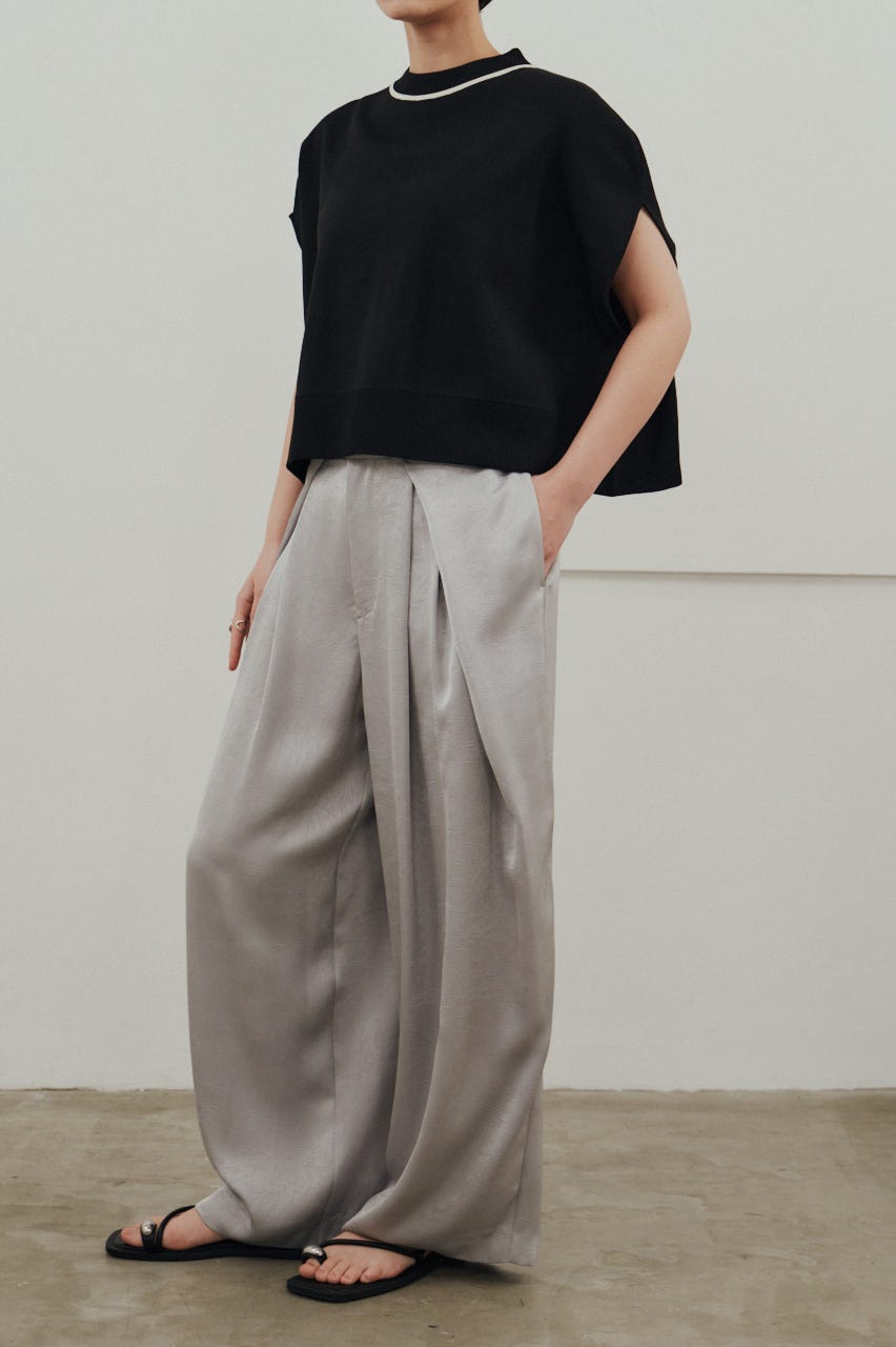 パイピングニットトップ BLK FREE