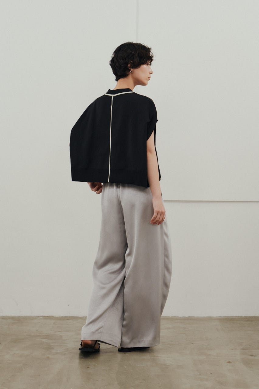 パイピングニットトップ BLK FREE