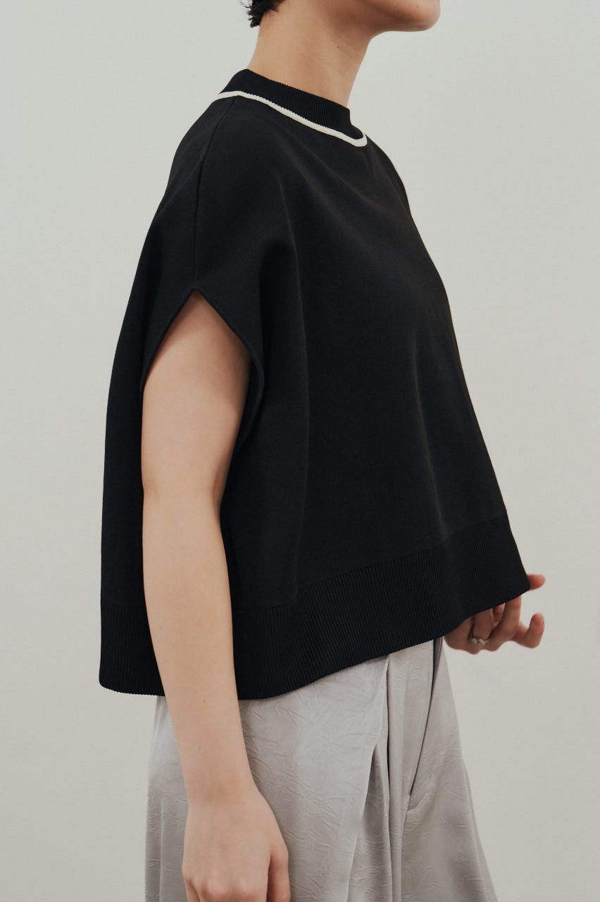 パイピングニットトップ BLK FREE