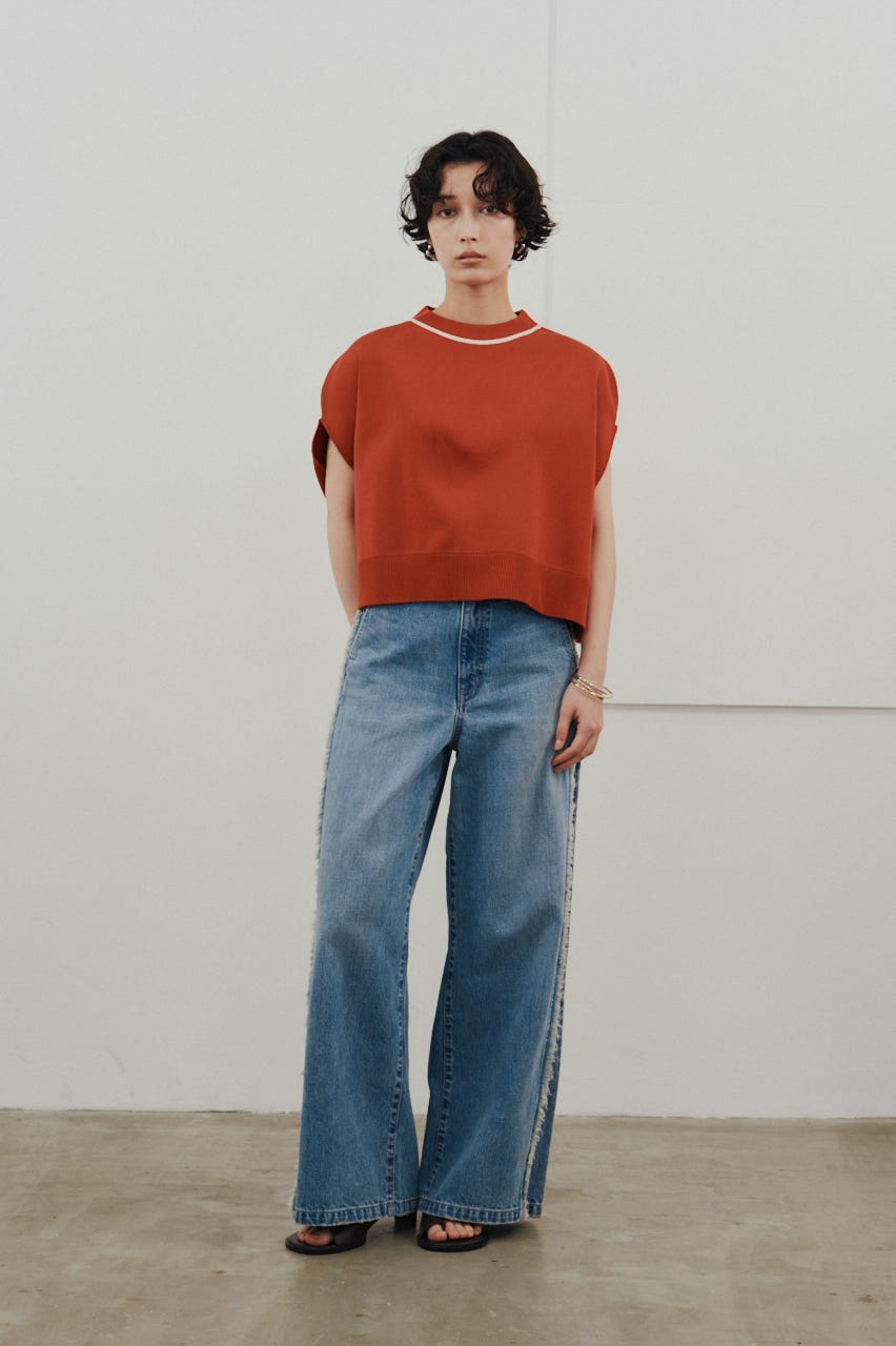 パイピングニットトップ ORG FREE