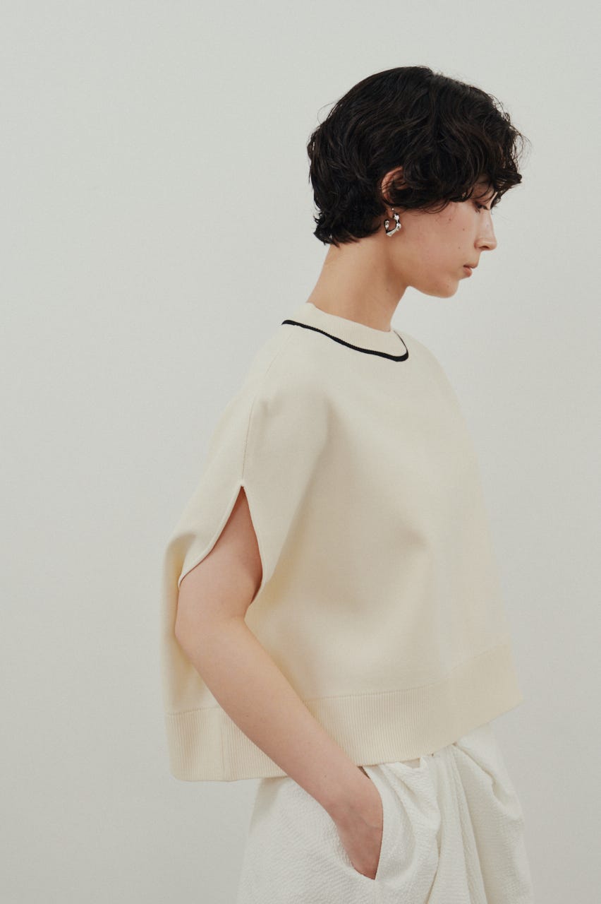 パイピングニットトップ WHT FREE