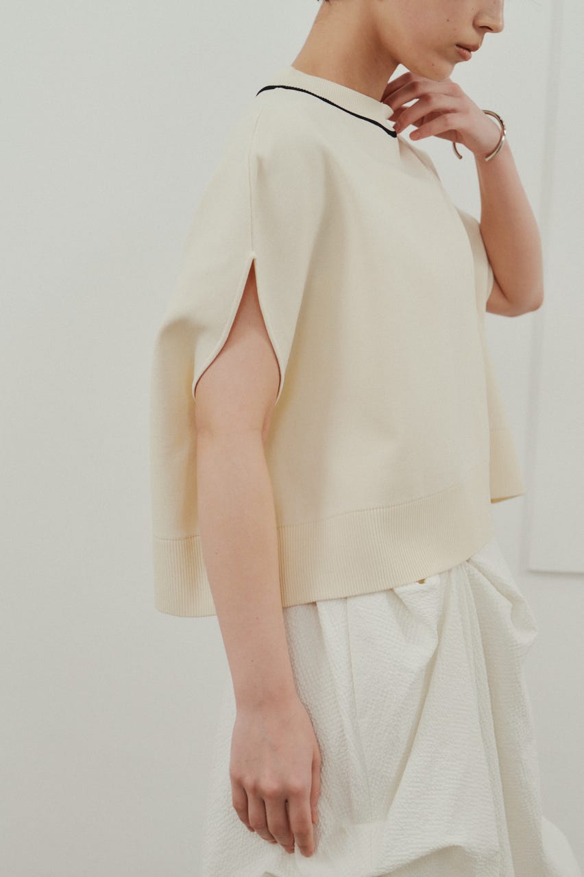 パイピングニットトップ WHT FREE