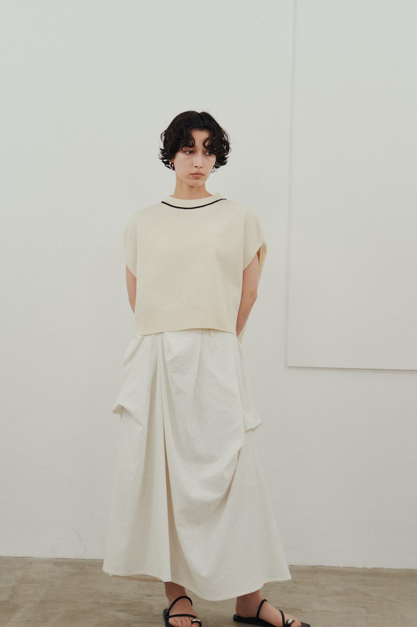 パイピングニットトップ WHT FREE