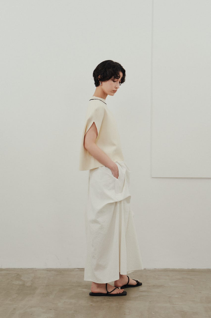 パイピングニットトップ WHT FREE