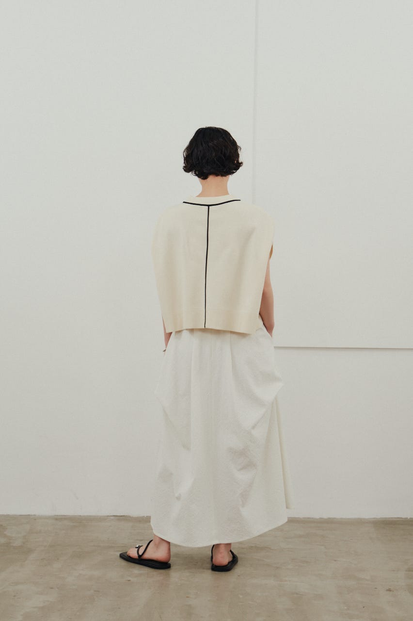 パイピングニットトップ WHT FREE