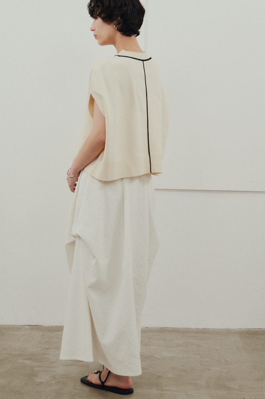 パイピングニットトップ WHT FREE