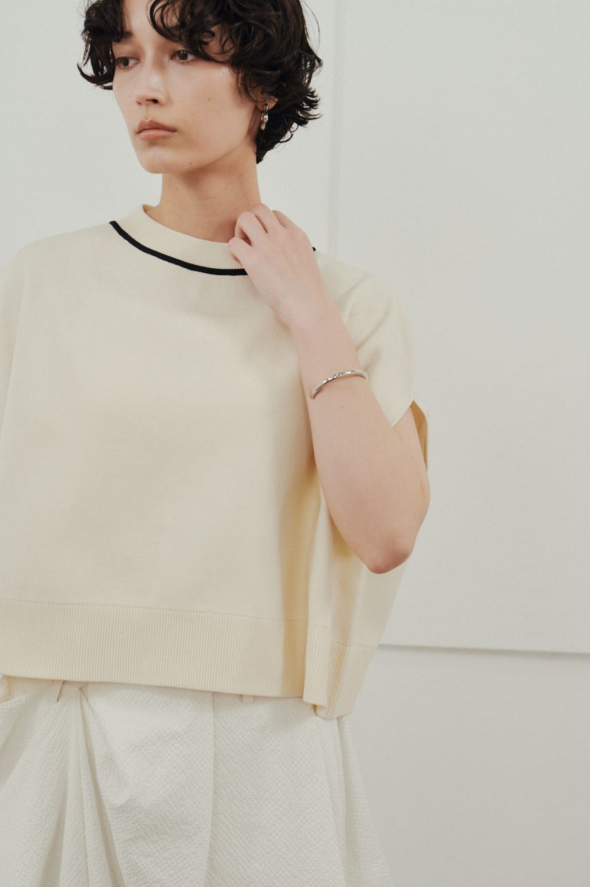 パイピングニットトップ WHT FREE