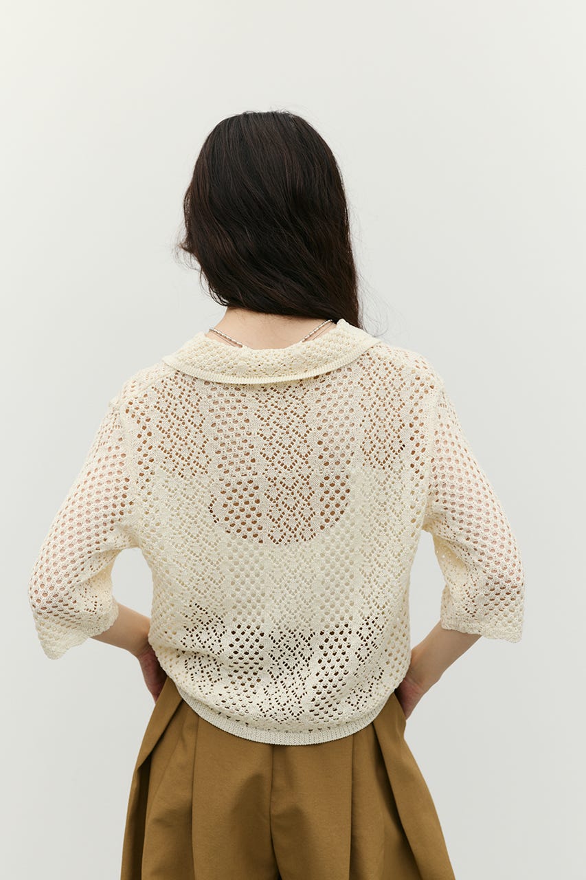 ミックスクロシェニットトップ IVOY FREE