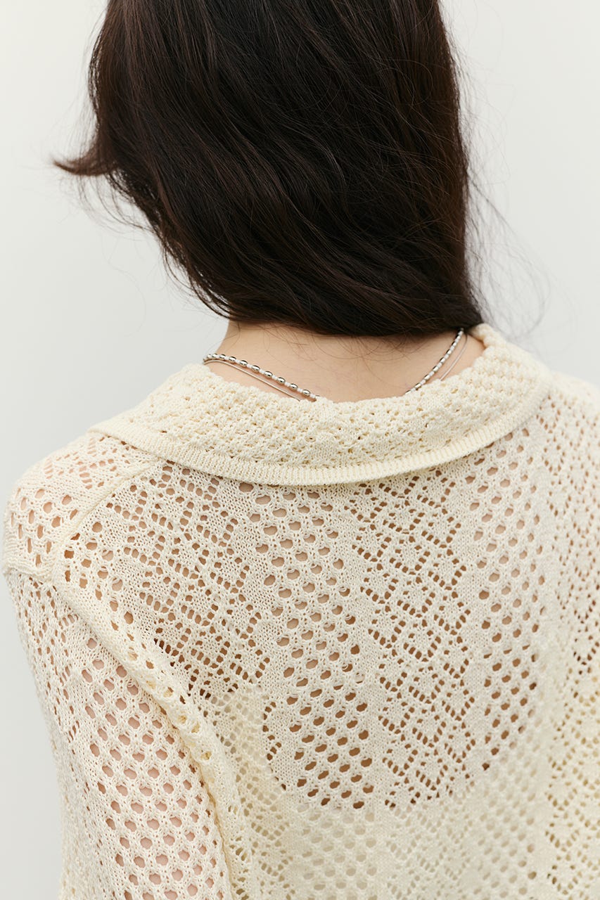 ミックスクロシェニットトップ IVOY FREE
