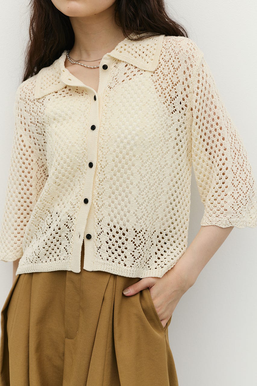 ミックスクロシェニットトップ IVOY FREE