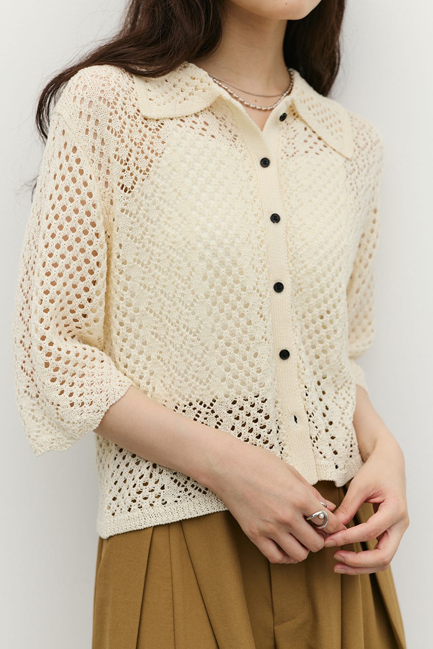 ミックスクロシェニットトップ IVOY FREE