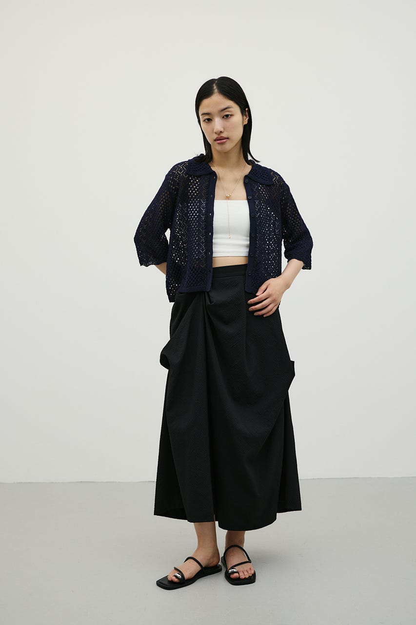 ミックスクロシェニットトップ NVY FREE
