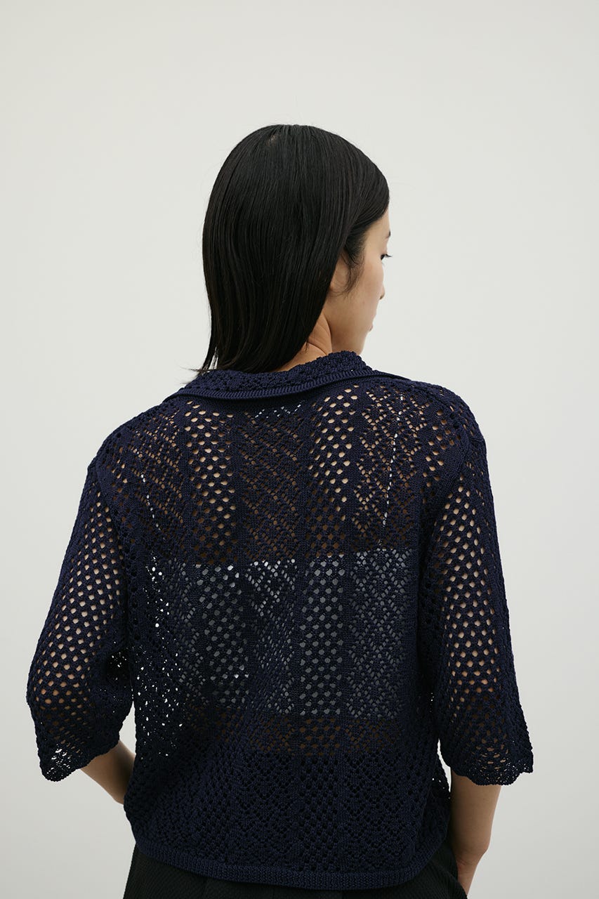 ミックスクロシェニットトップ NVY FREE