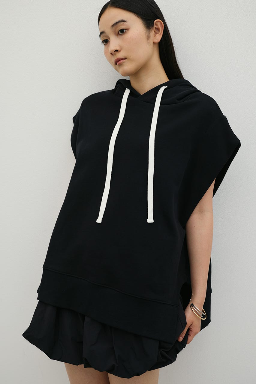 ルーズフーディーカットトップ BLK FREE