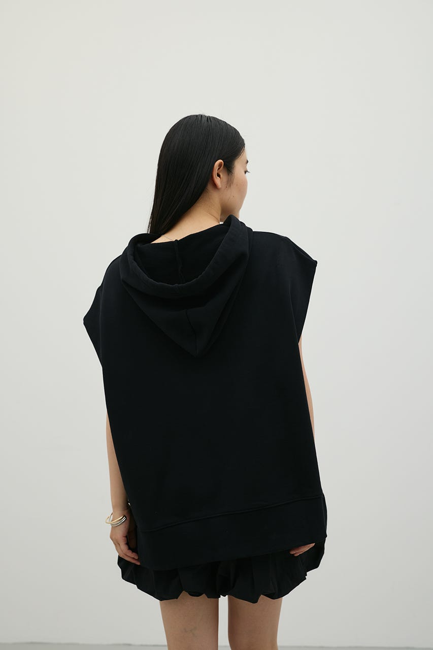 ルーズフーディーカットトップ BLK FREE