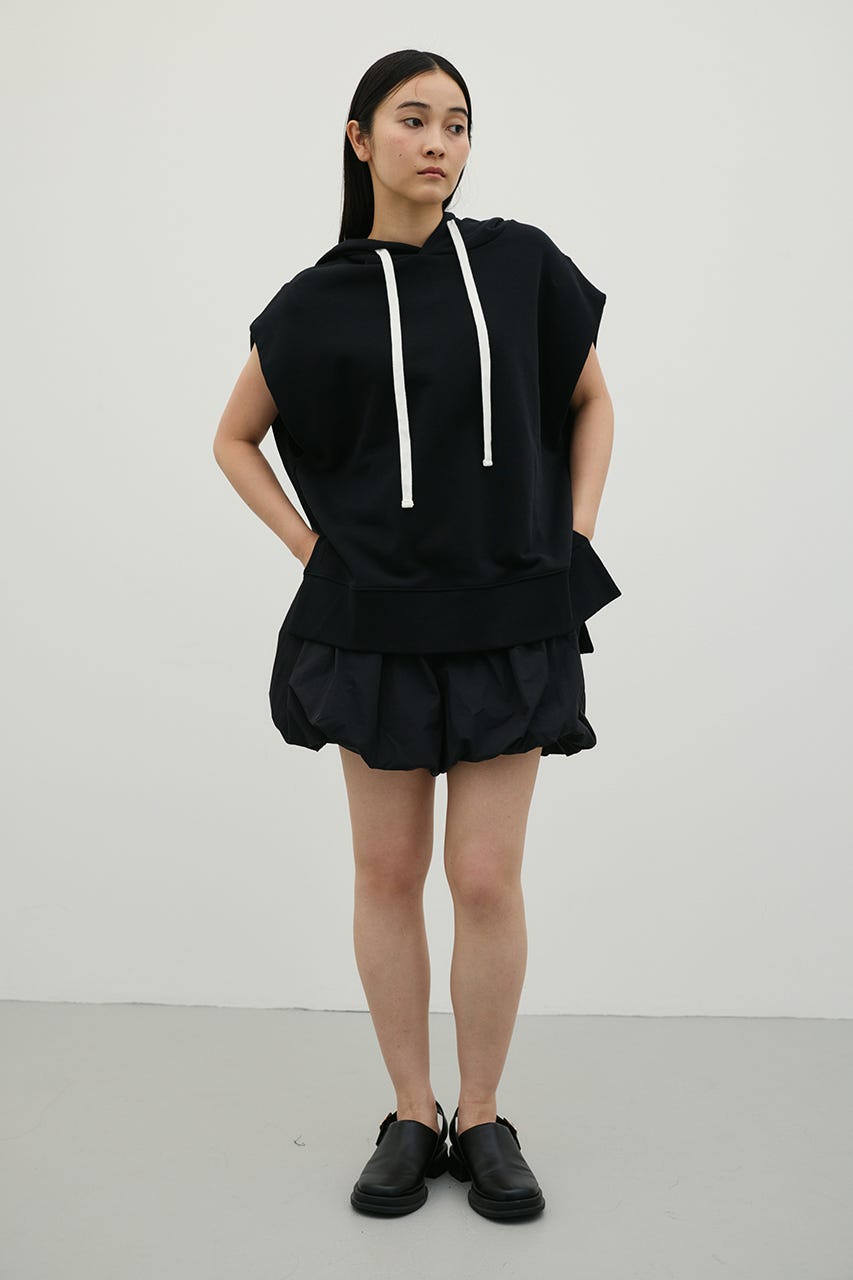 ルーズフーディーカットトップ BLK FREE