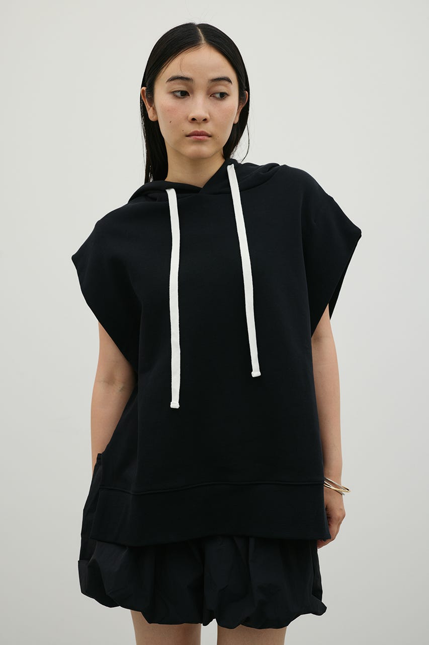 ルーズフーディーカットトップ BLK FREE