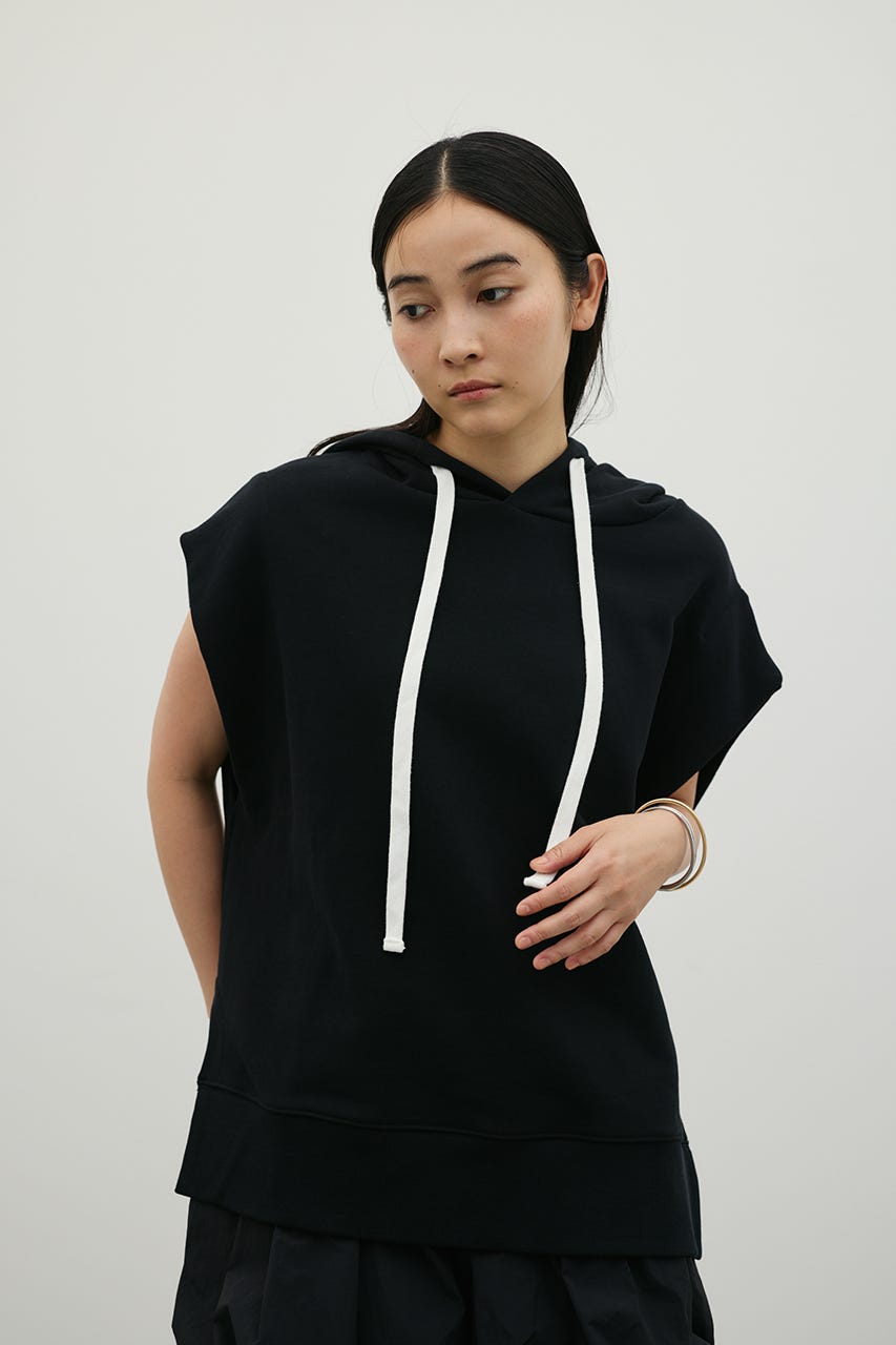 ルーズフーディーカットトップ BLK FREE