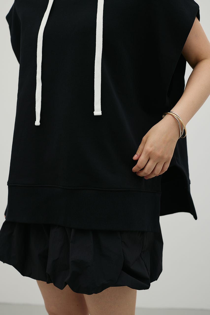 ルーズフーディーカットトップ BLK FREE