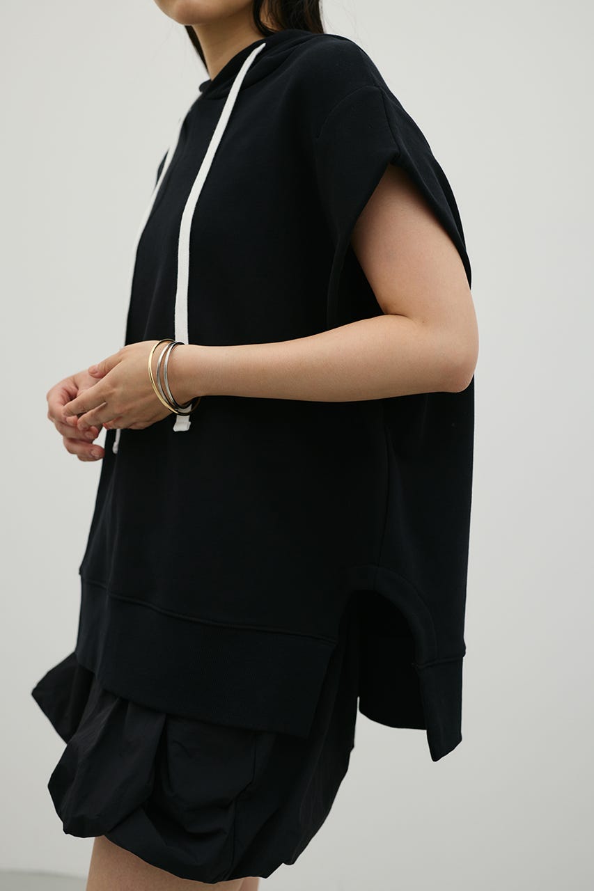 ルーズフーディーカットトップ BLK FREE