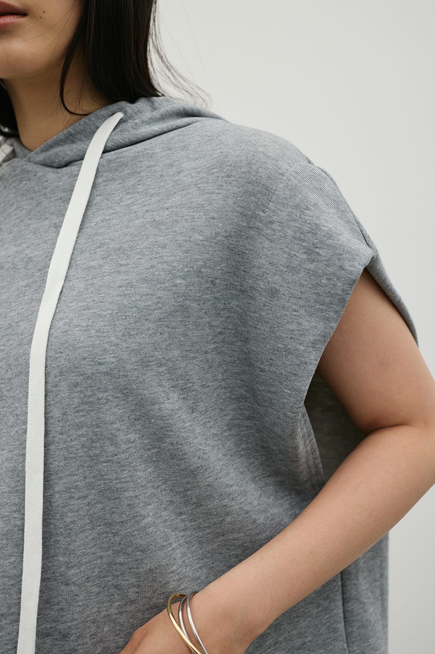 ルーズフーディーカットトップ T.GRY FREE