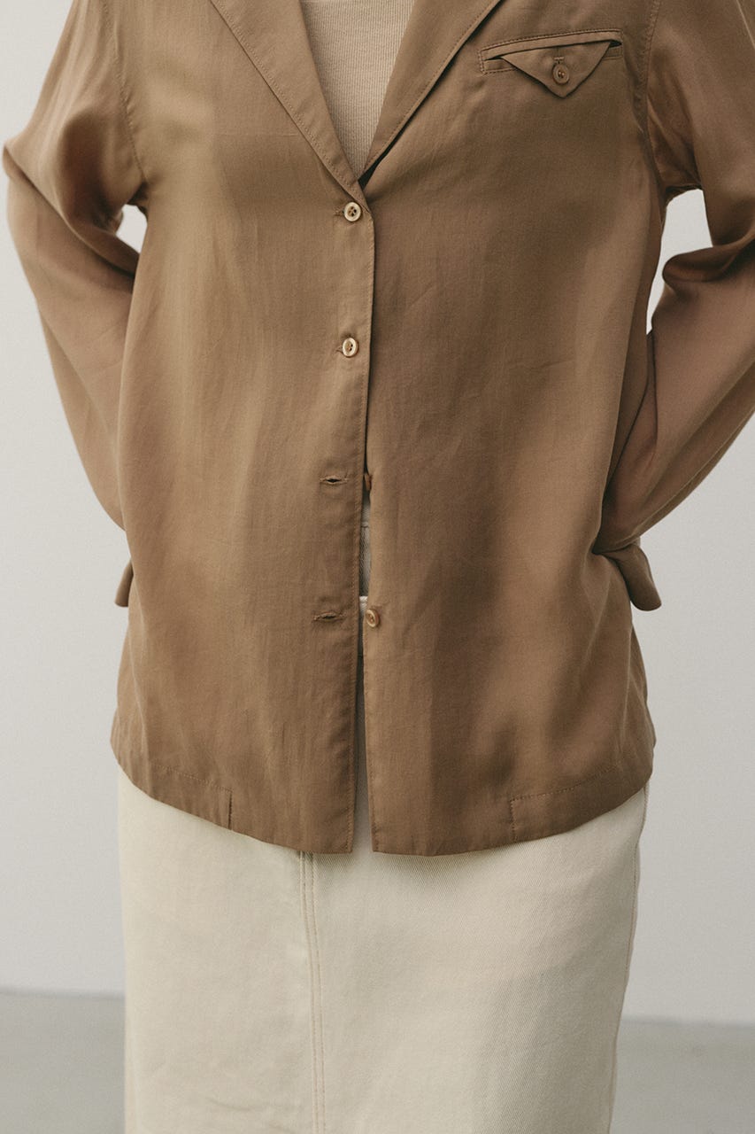 テーラーカラーオープンシャツ L/BRN FREE