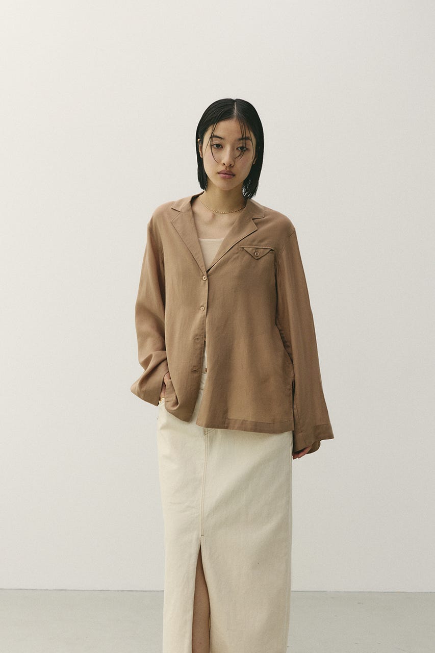 テーラーカラーオープンシャツ L/BRN FREE