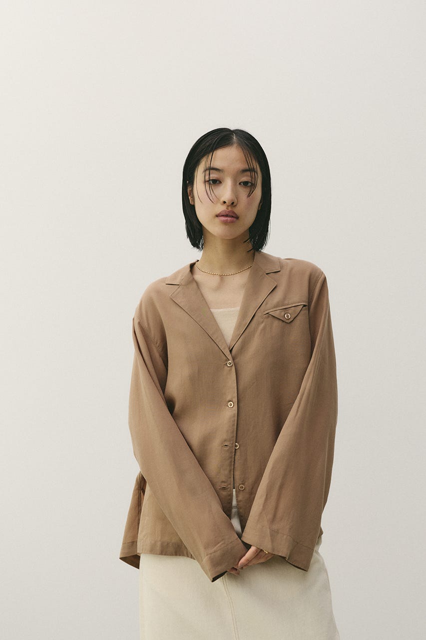 テーラーカラーオープンシャツ L/BRN FREE