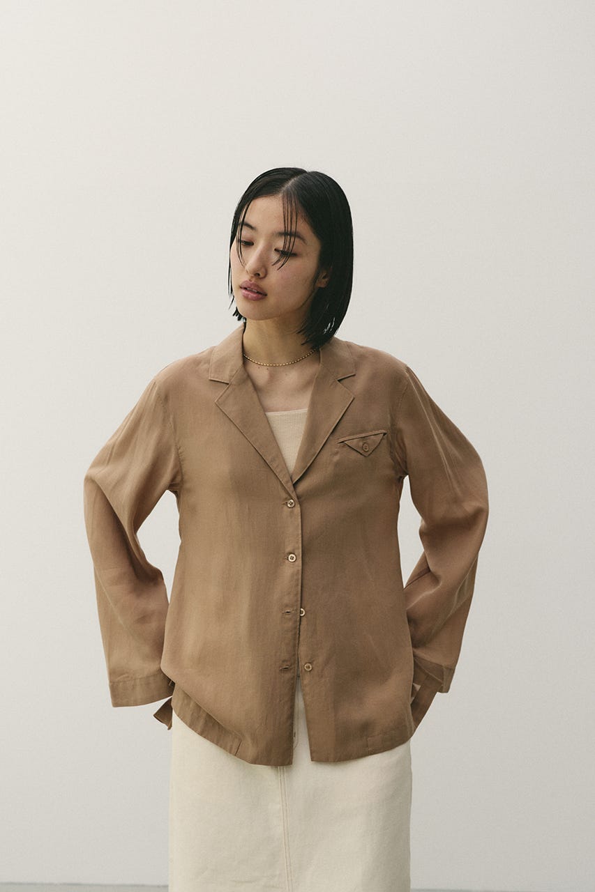 テーラーカラーオープンシャツ L/BRN FREE