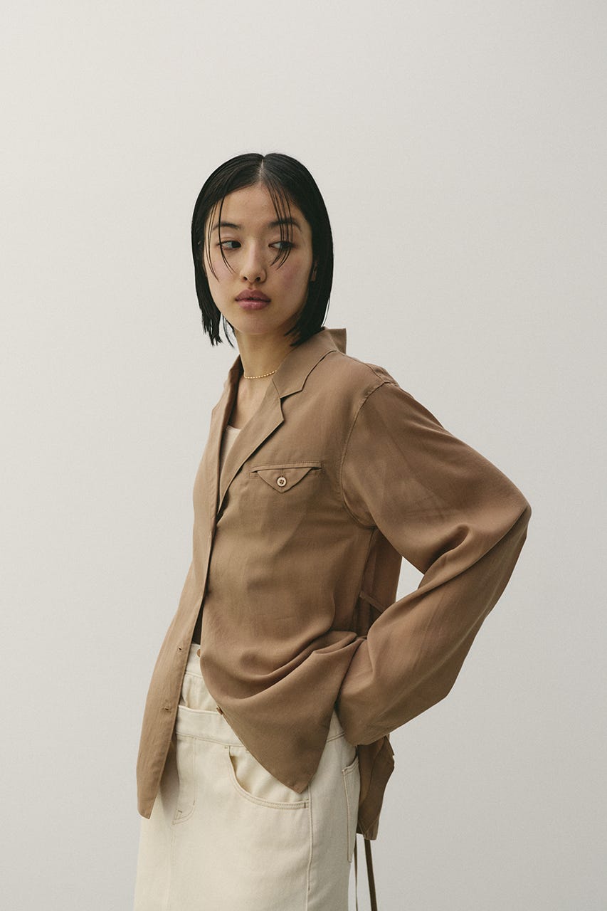 テーラーカラーオープンシャツ L/BRN FREE