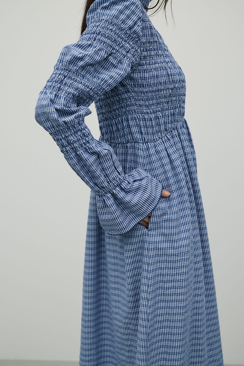 サッカーシャーリングワンピース 柄BLU S