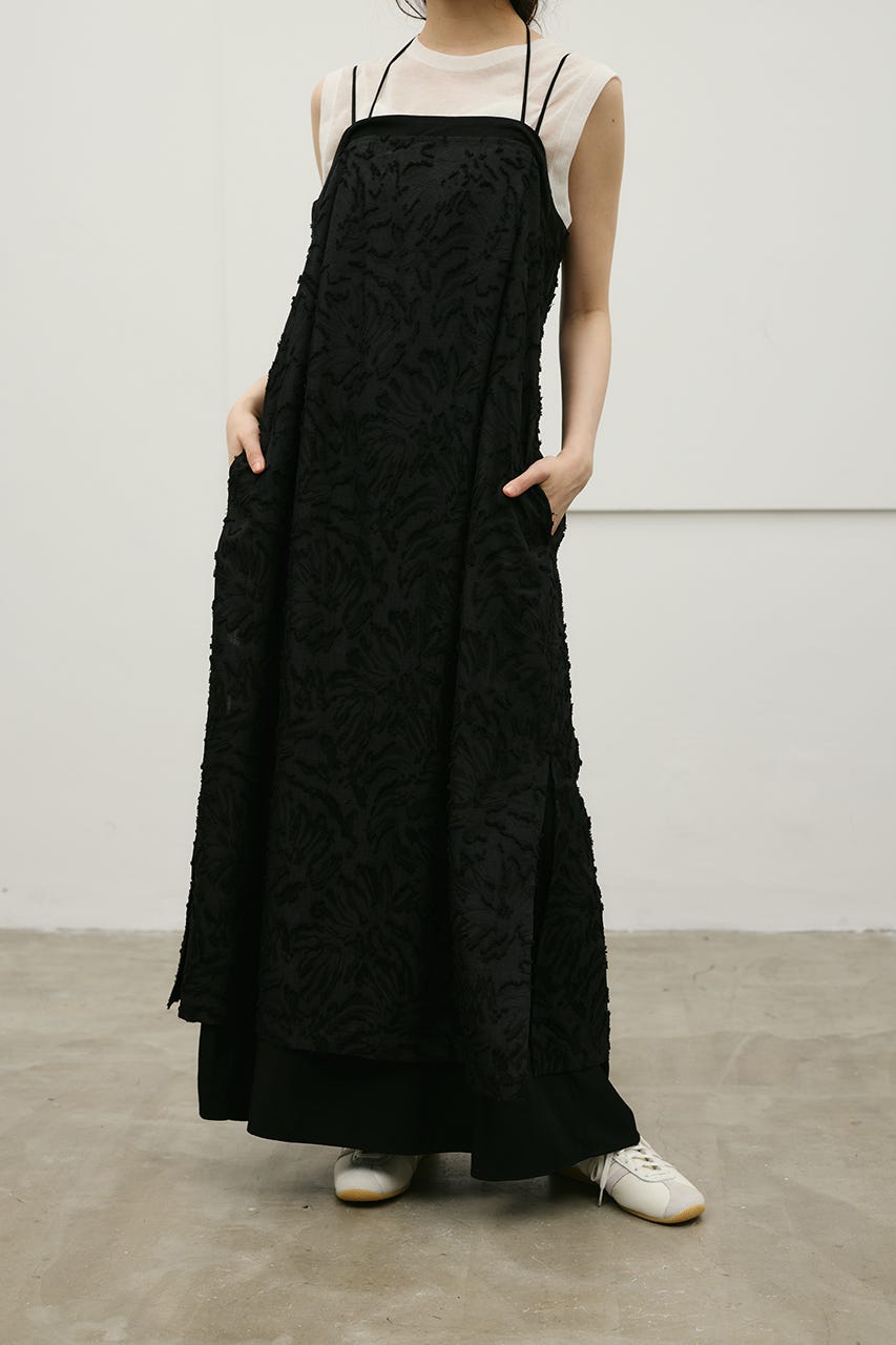 フラワーレースキャミワンピース BLK M