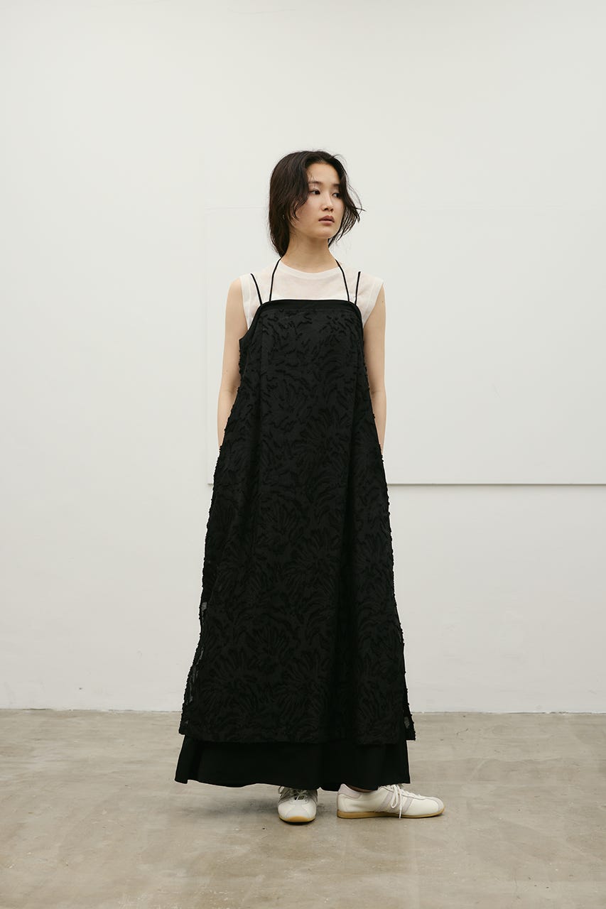 フラワーレースキャミワンピース BLK M