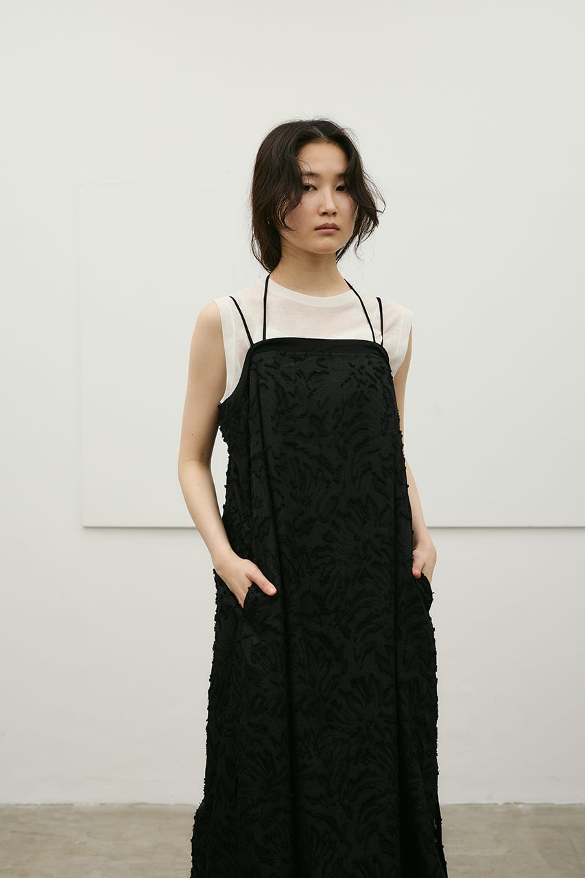 フラワーレースキャミワンピース BLK M