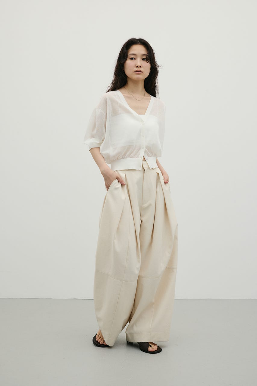 シアーフォルムニットカーデ WHT FREE