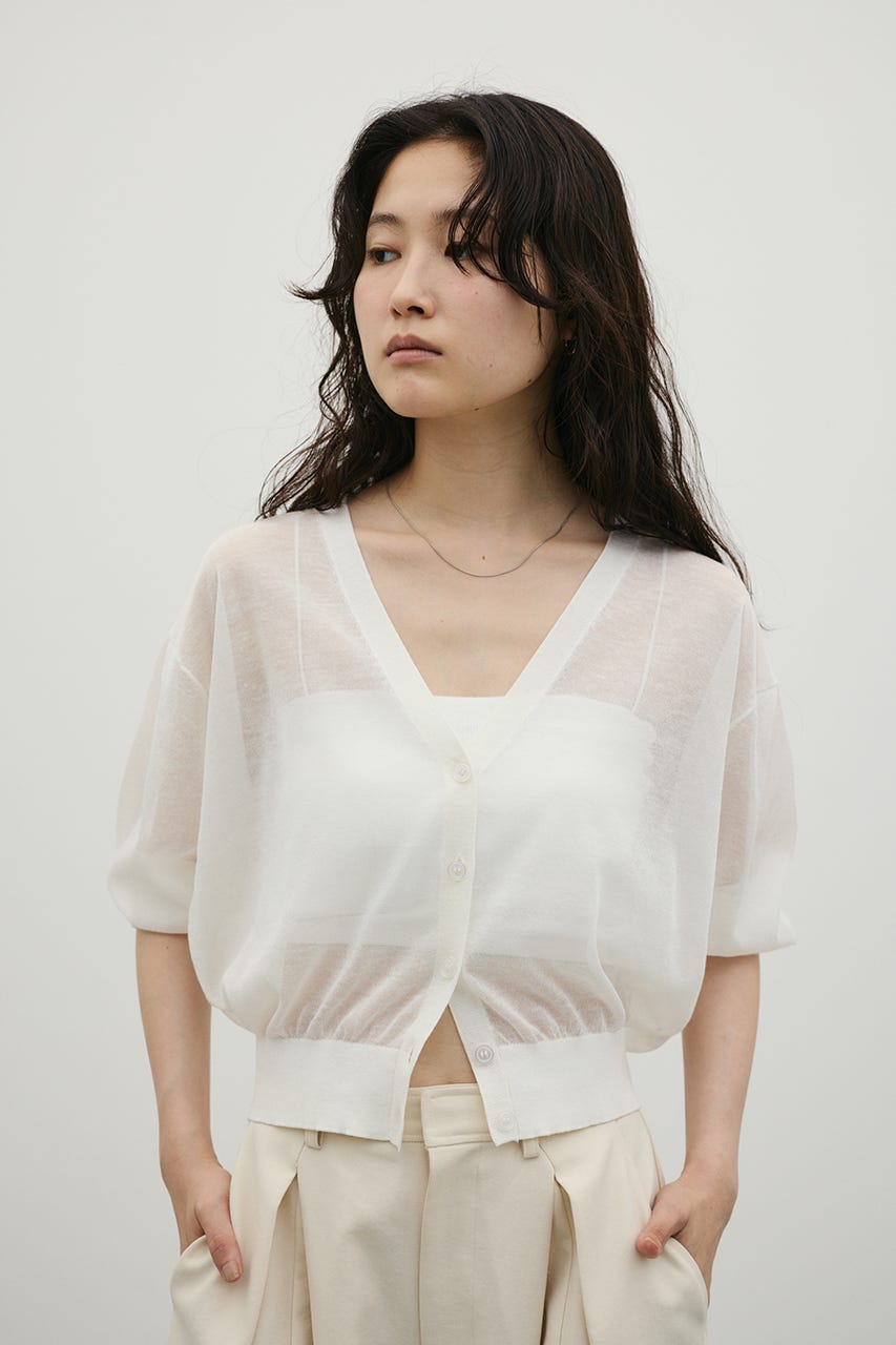 シアーフォルムニットカーデ WHT FREE