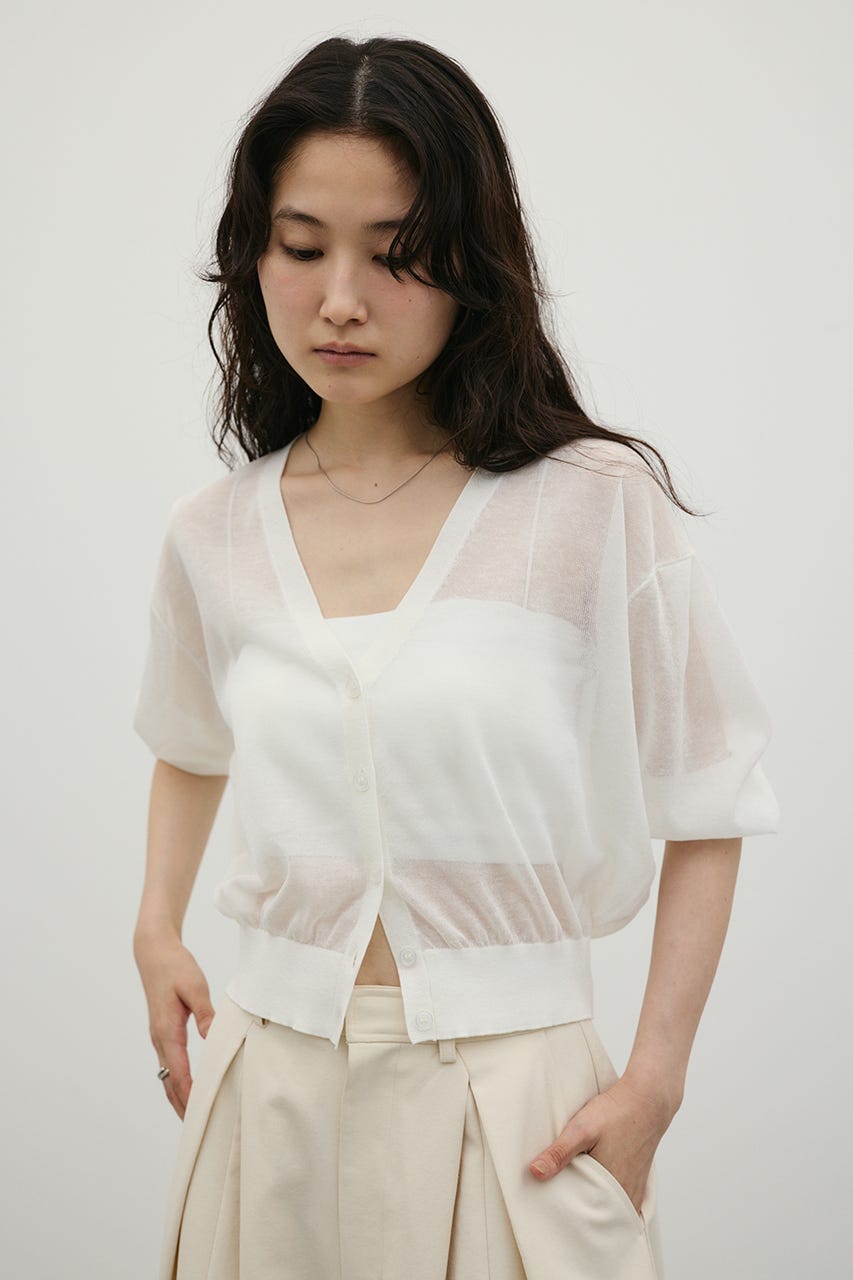 シアーフォルムニットカーデ WHT FREE