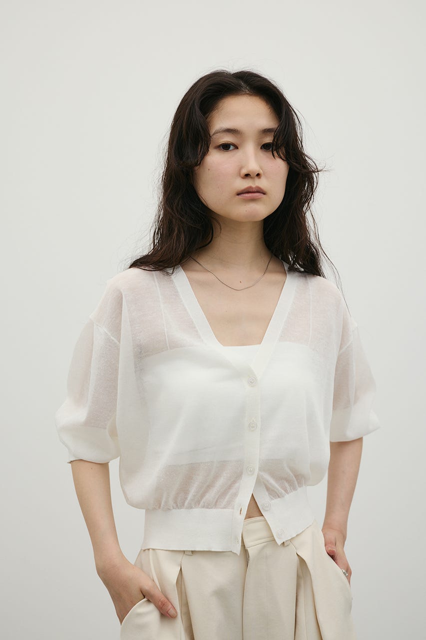 シアーフォルムニットカーデ WHT FREE